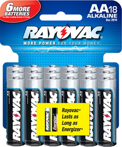 Rayovac AA 18-pack only $6.95!